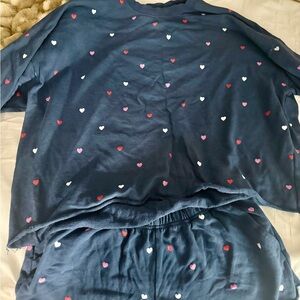 Mighty Fine Navy Heart Pajama/Lounge Set Size L